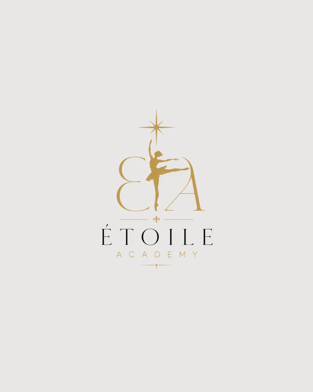 Abertura do site da Étoile Academy com fotografia de bailarina em movimento